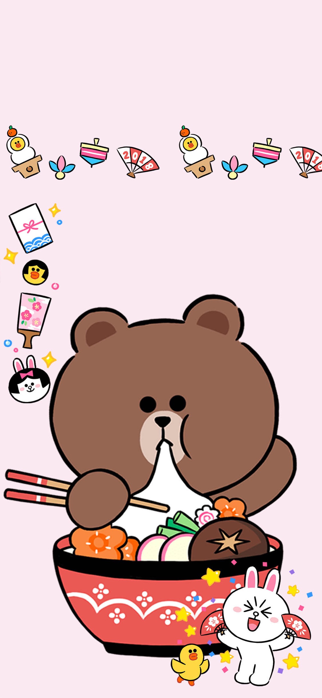 line friends 壁纸 iphone 可妮兔布朗熊 更多line friends壁纸请关注