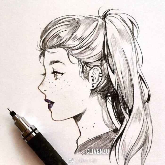 美腻的动漫美少女线描一组~[兔子][微风] by:clivenzu #小清新插画