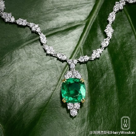 海瑞温斯顿(harry winston)祖母绿宝石钻石项链,苍翠欲滴,宛如置身