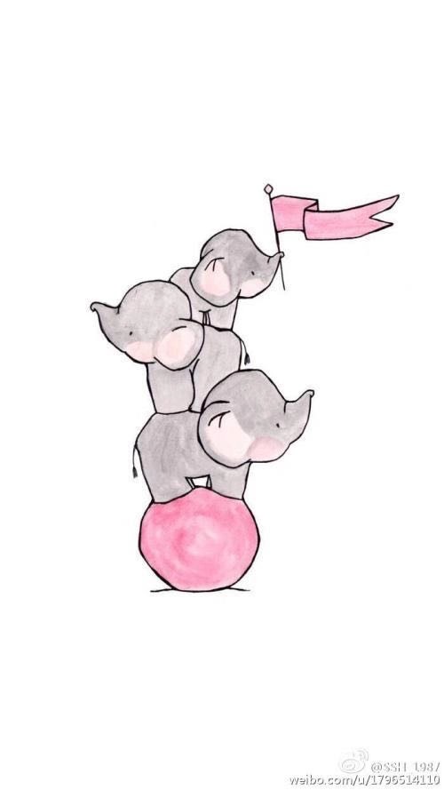 手绘素材小可爱大象