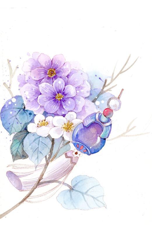 古风水彩素材 〕作者" 猫耳插画