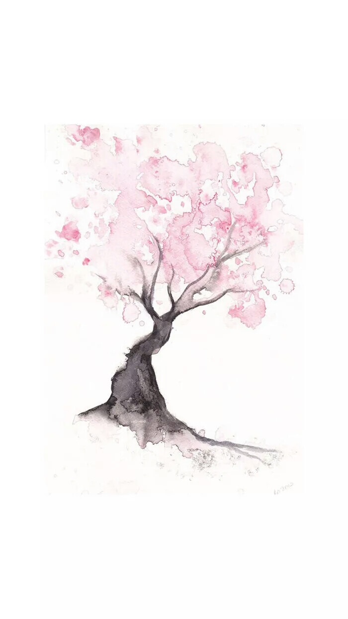 古风手绘.桃花树.壁纸