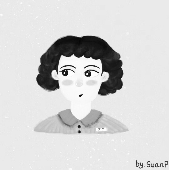 手绘女生头像黑白/蒜皮