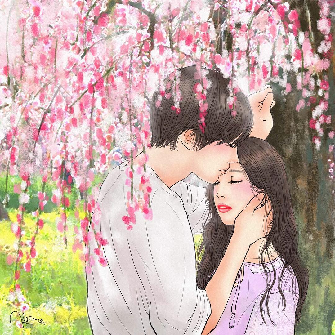 日本插画家|平泉春奈情侣 日常 插画