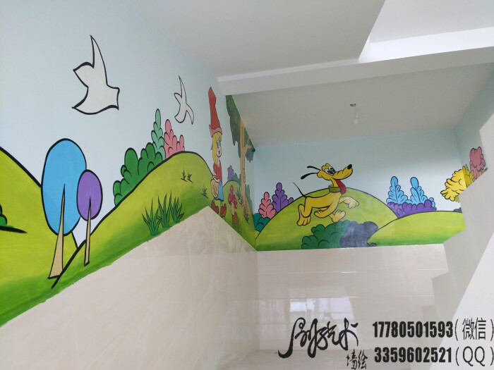 刷子艺术墙绘,墙绘,网吧墙绘,火锅店墙绘,幼儿园墙绘,文化墙,学校墙绘