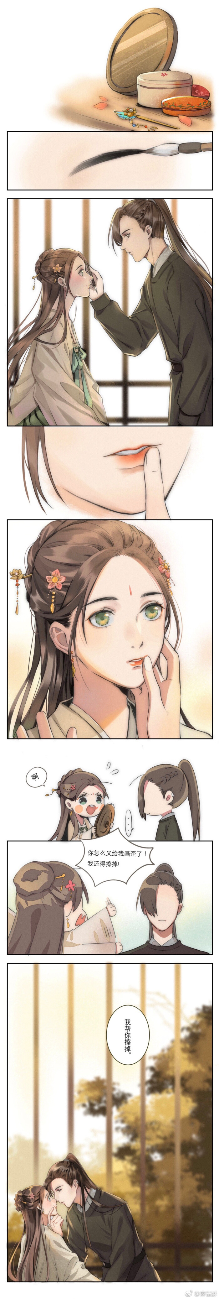 天官赐福##双玄# 大概是女装青玄缠着明仪帮他化妆.