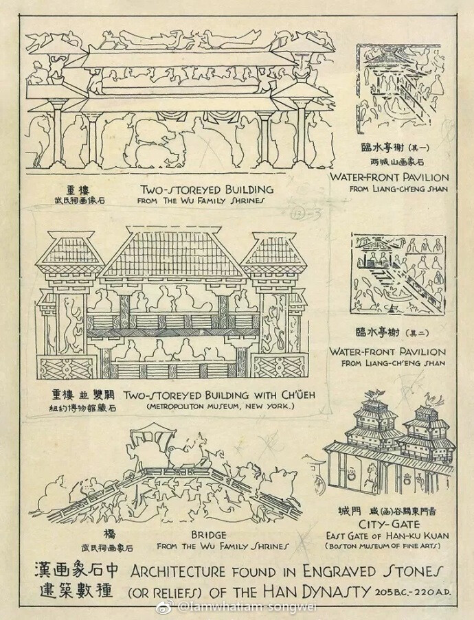 大师梁思成 北方古建手绘稿