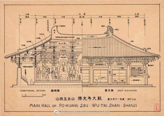 大师梁思成 北方古建手绘稿