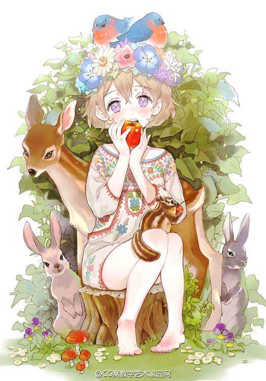 水彩插画小清新治愈森系