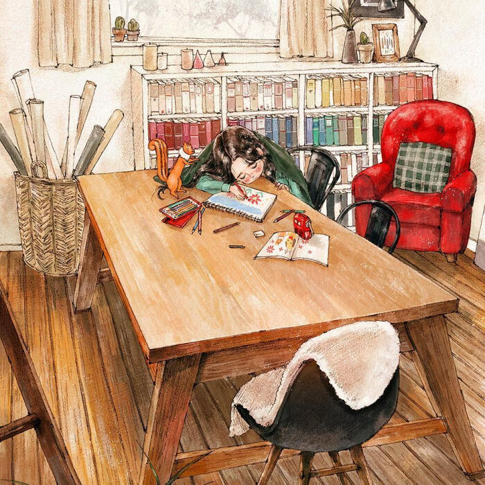 韩国插画师 | aeppol 森林女孩日记插画