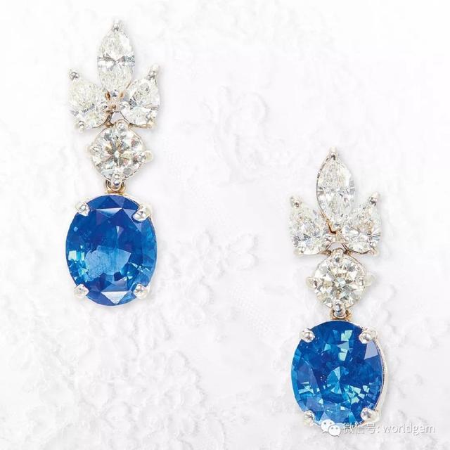 蓝宝石及钻石耳坠