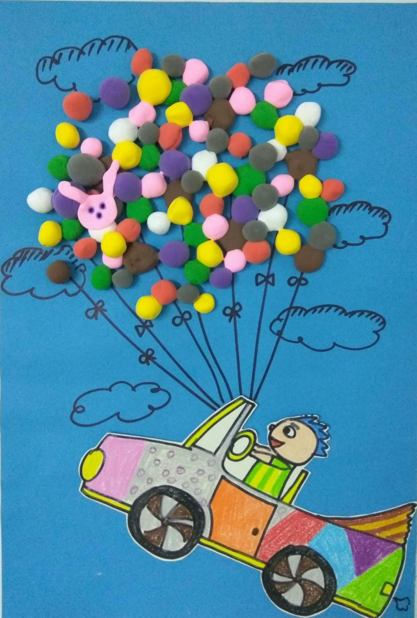 创意儿童画——会飞的小汽车
