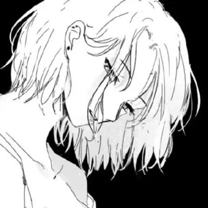 丧气/可爱/高冷黑白手绘少女头像