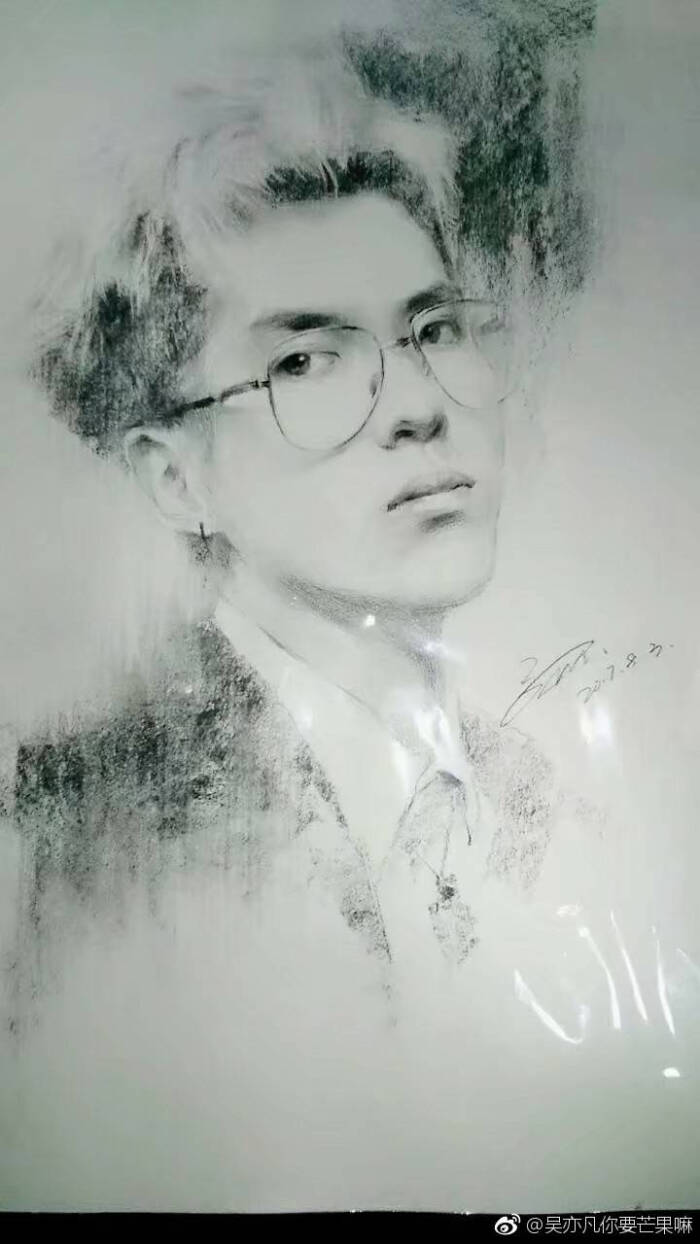 吴亦凡 kris 明星壁纸 男神帅哥 手绘漫画 素描卡通 人物头像 插画