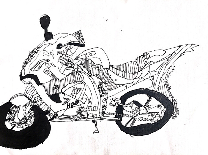 大圣少儿美术 摩托车 写生 速写 线描