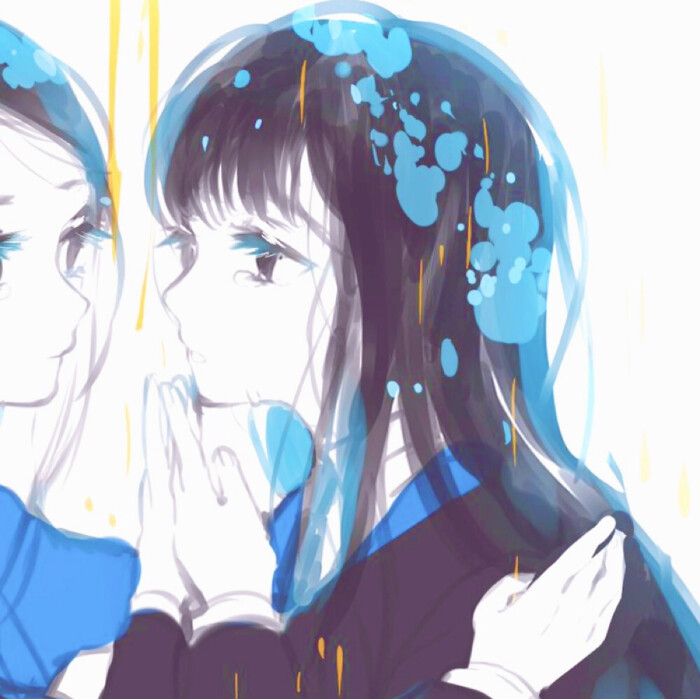 动漫闺蜜头像 古风 蓝色系