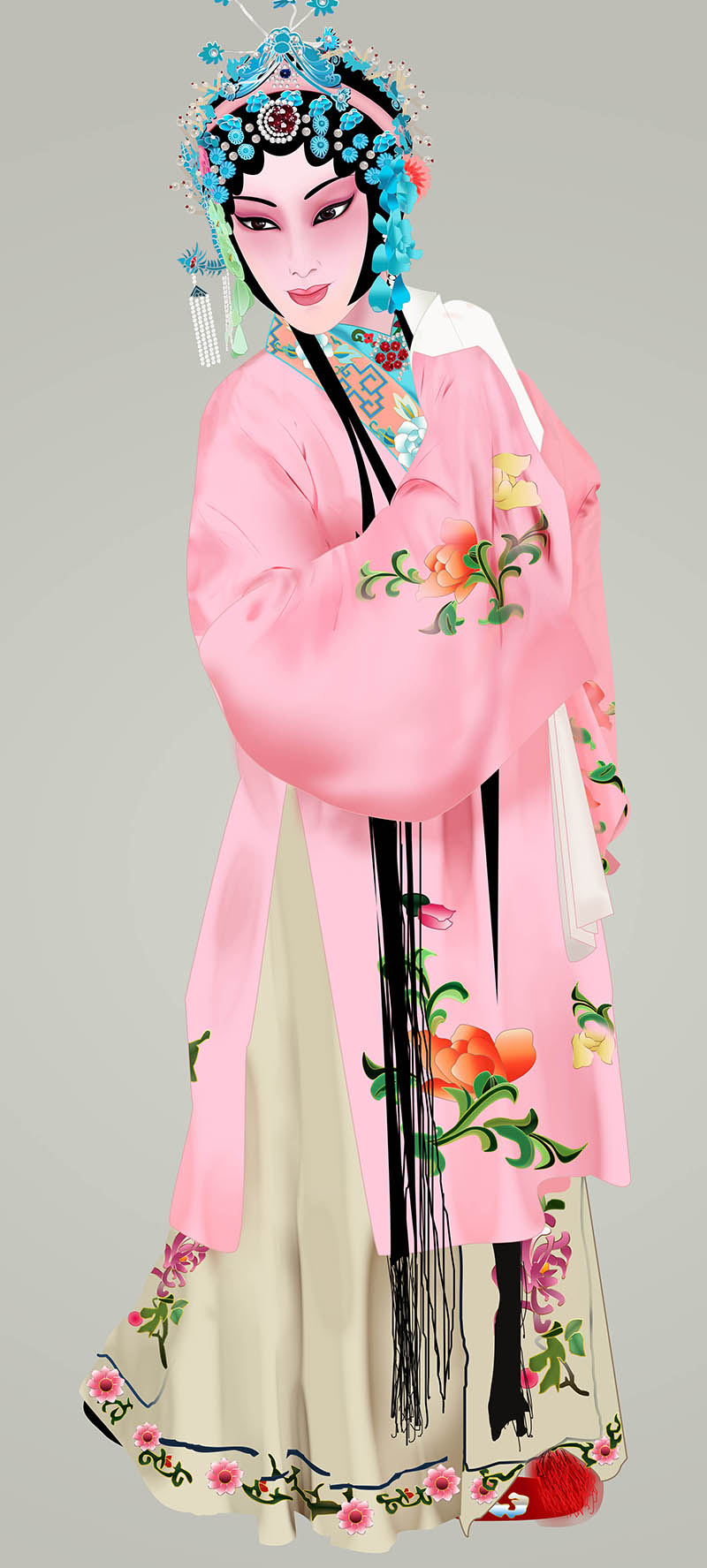 生旦净末丑 戏剧脸谱 国粹 中国戏曲 矢量京剧人物 花旦脸谱 古装美女