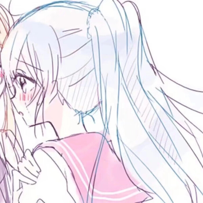 手绘 闺蜜 百合女生头像 一对 两人闺蜜头像