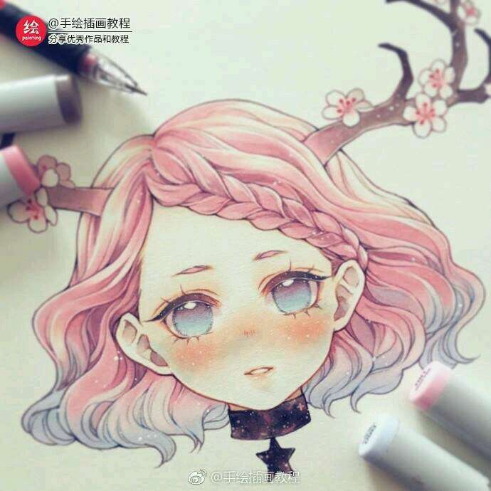 马克笔彩铅 十二星座 人物肖像画