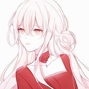 二次元 少女 头像 白色长发 金瞳 清新 红色系