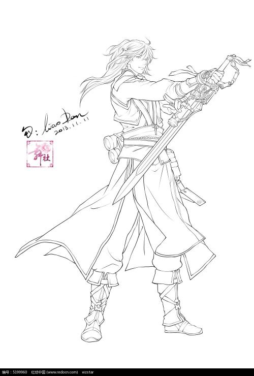 古风美男线稿