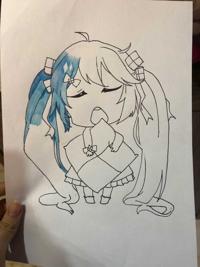 初音未来彩铅,未完成