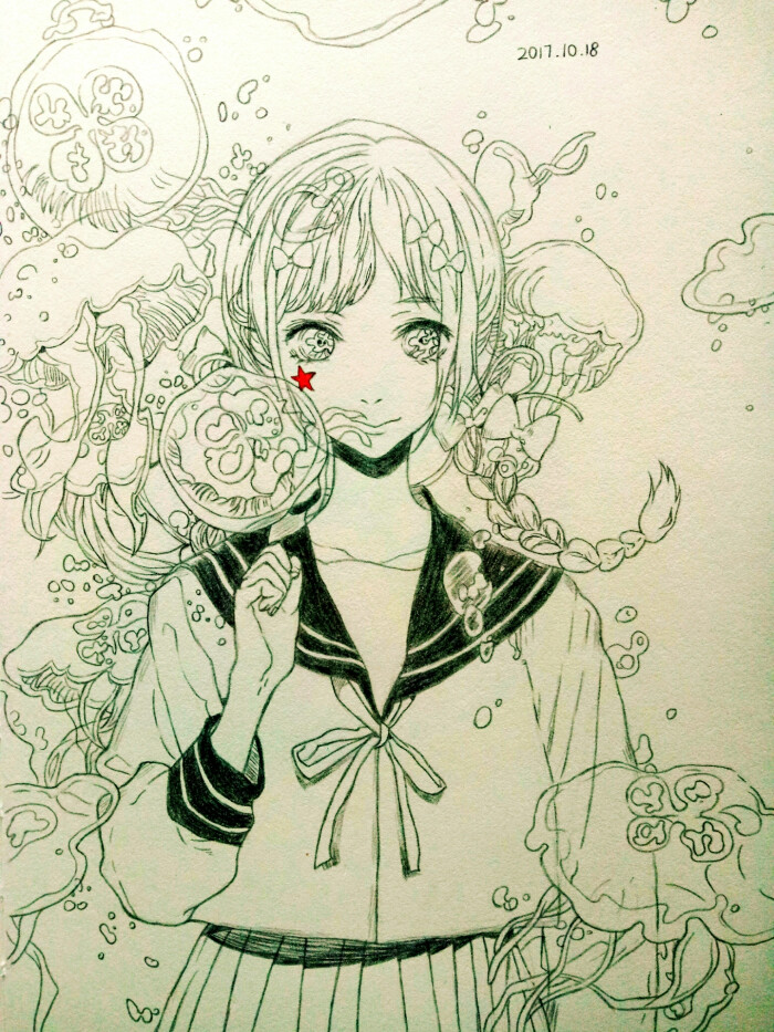 二次元少女 线稿