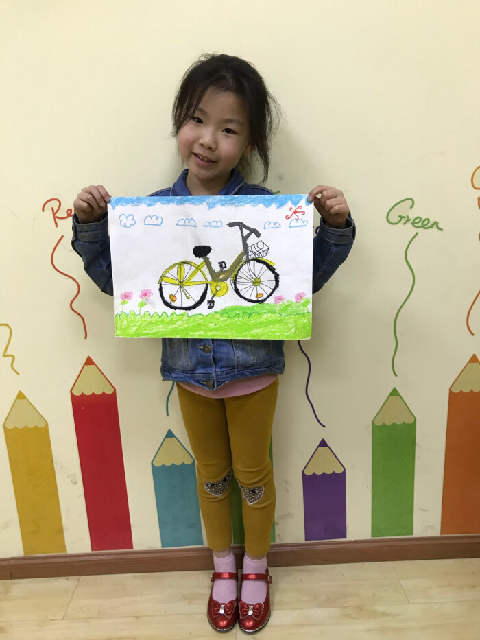 儿童画 自行车