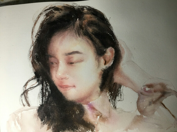 水彩 线描 装饰画 创意 人物 人像速写 海马 仙人掌 写生
