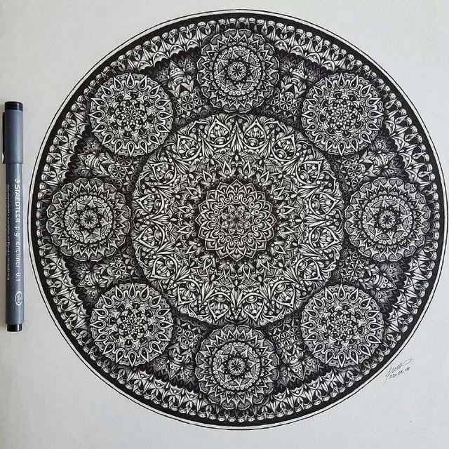 2018年5月25日 21:21   关注   针管笔   曼陀罗   黑白 手绘 插画