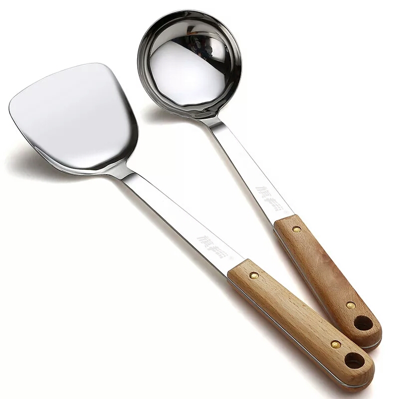 锅铲不锈钢漏勺厨房加厚炒菜铲子单个铁炒铲厨具