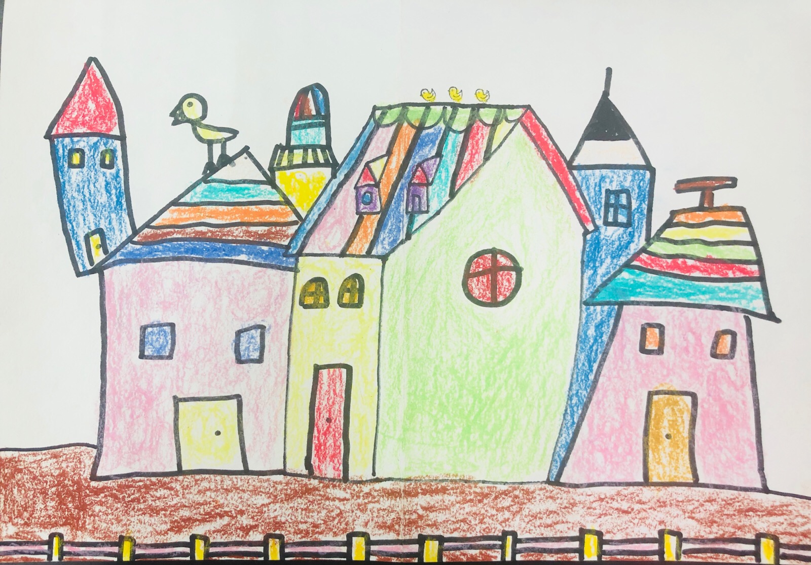 彩色的房子 儿童画