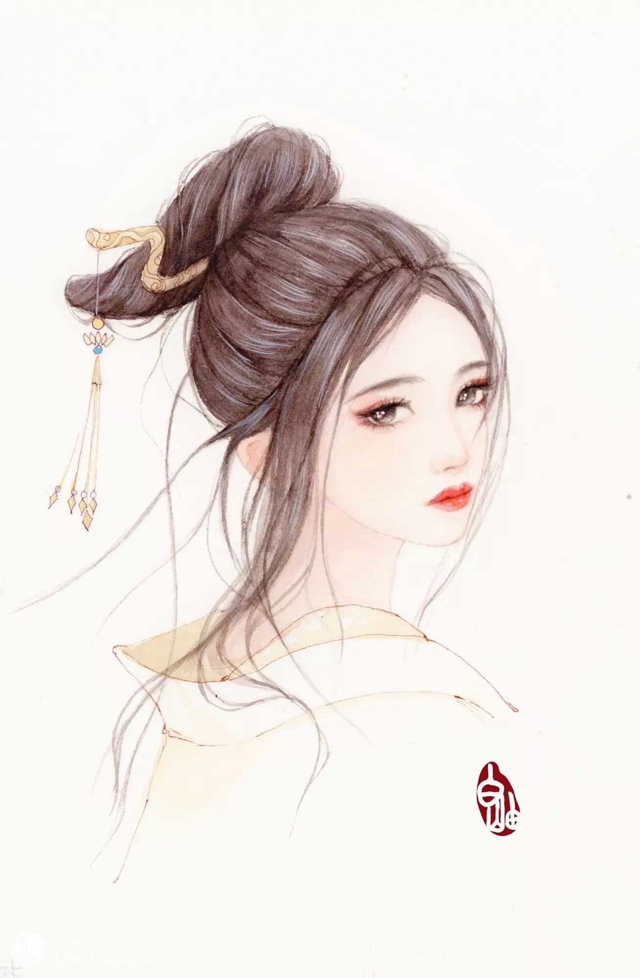 手绘古风女子画师:白岫