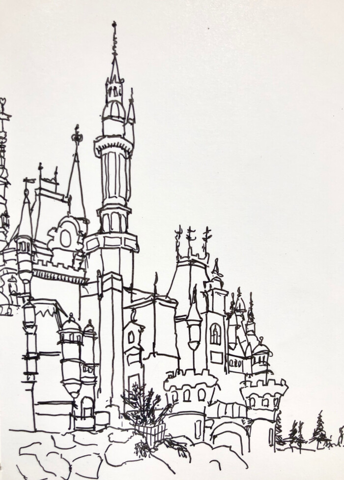 迪士尼城堡第一次画建筑