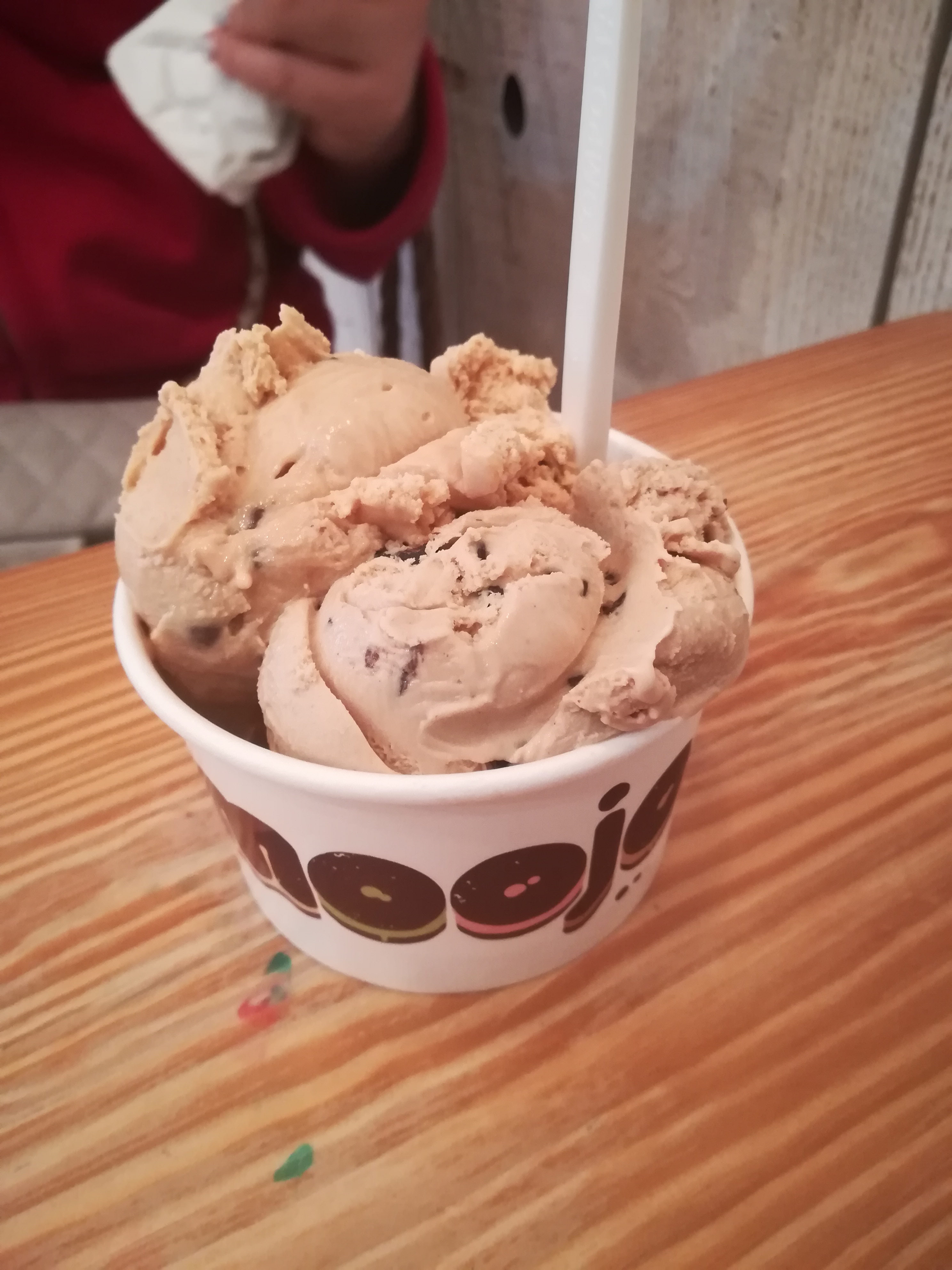 moojo ice cream - coffee flavor with chocolate chips