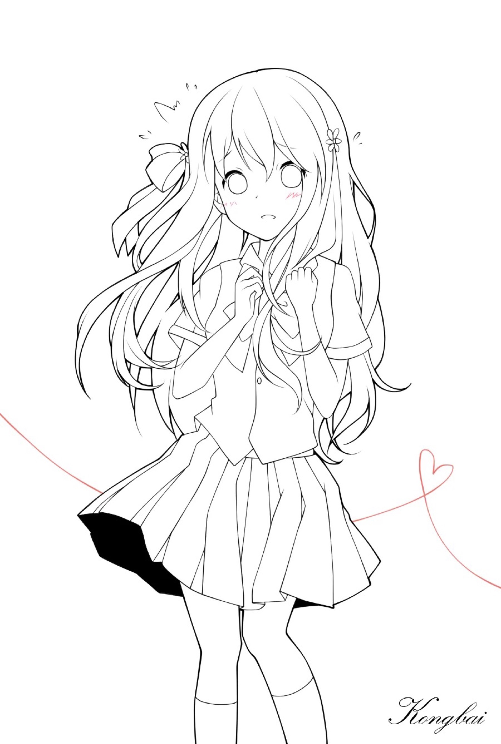 线描,动漫少女
