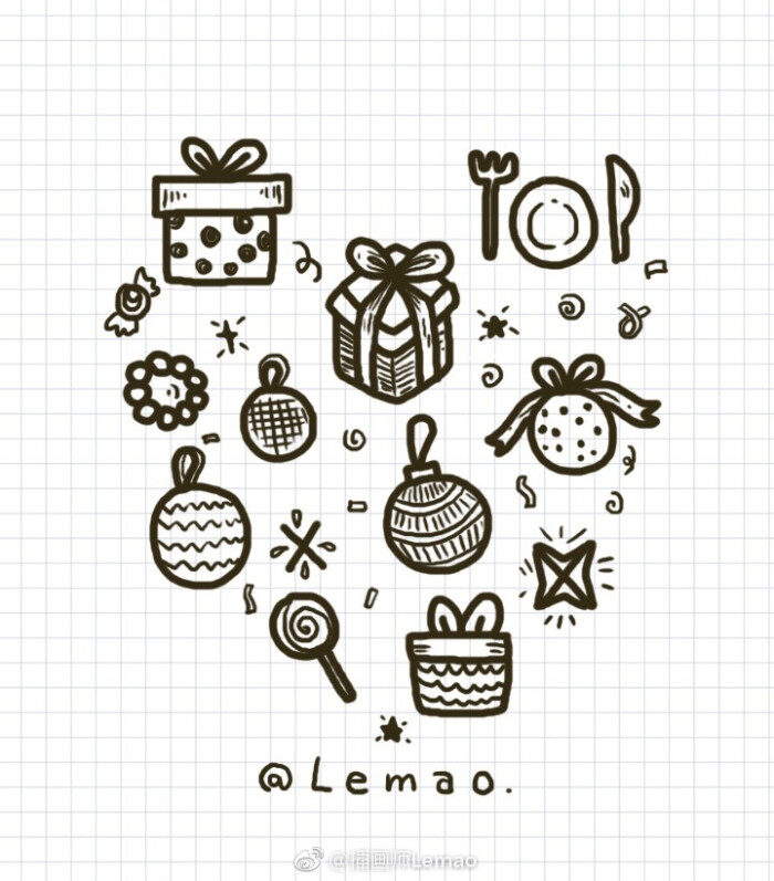 【手绘】一组节日气氛的简笔手帐素材转需. (作者: 插画师lemao )