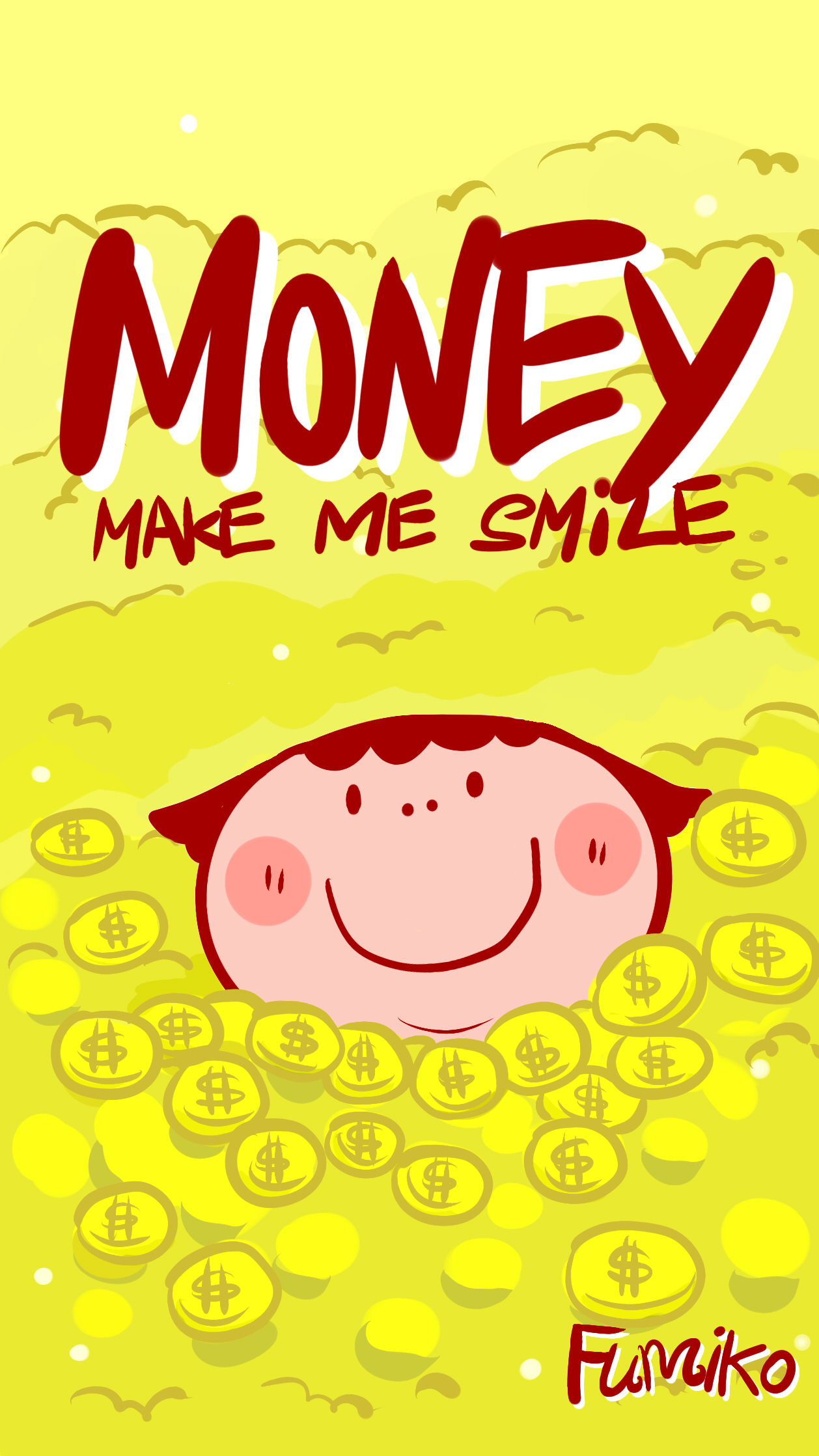 money make me smile卡通钱卡通金币卡通猪卡通富美子可爱卡通桌面