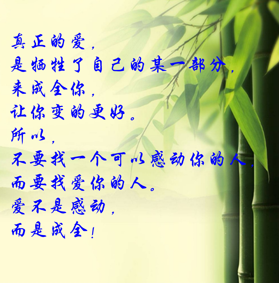 真正的爱,是牺牲了自己的某一部分,来成全你,让你变的更好.