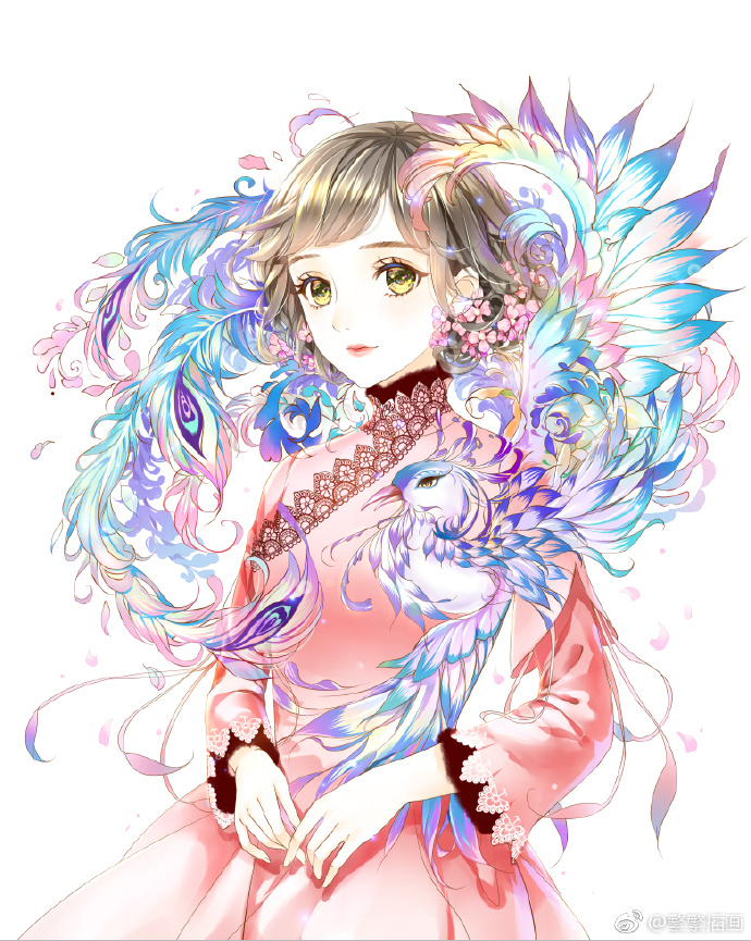 【画师:繁繁】 意林插画 美少女 动物 色彩 森系 鹤 狐狸 独角兽 龙