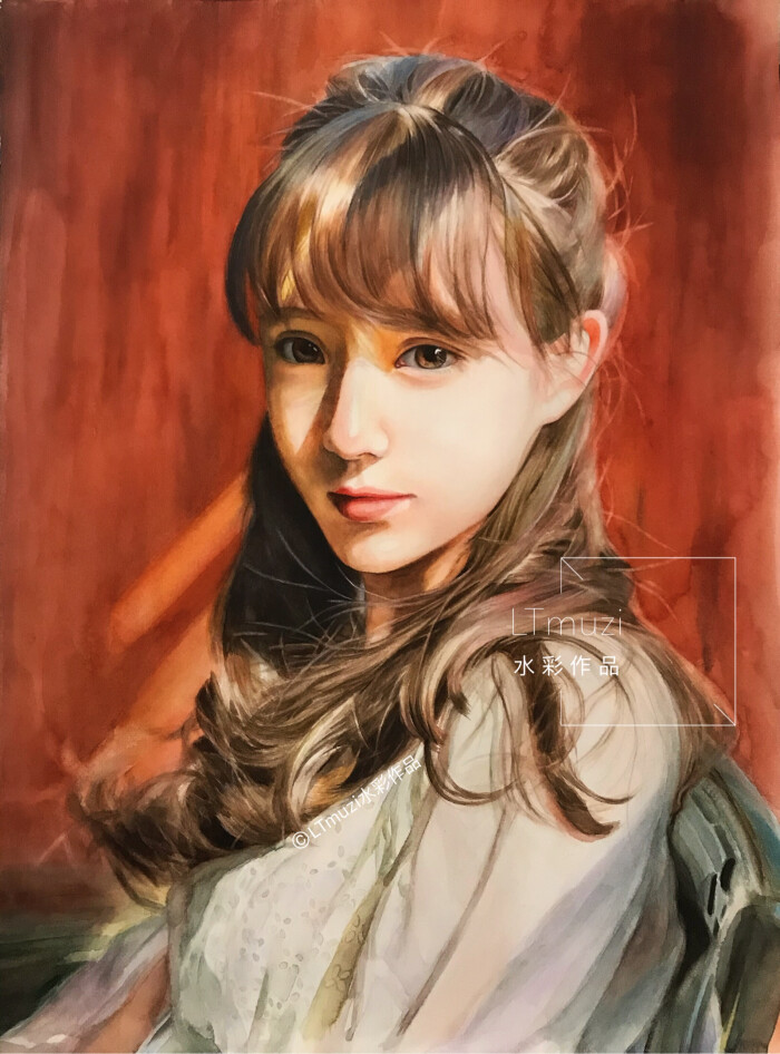 ltmuzi水彩手绘作品 水彩人物水彩插画 写实人物作品 唯美人物肖像