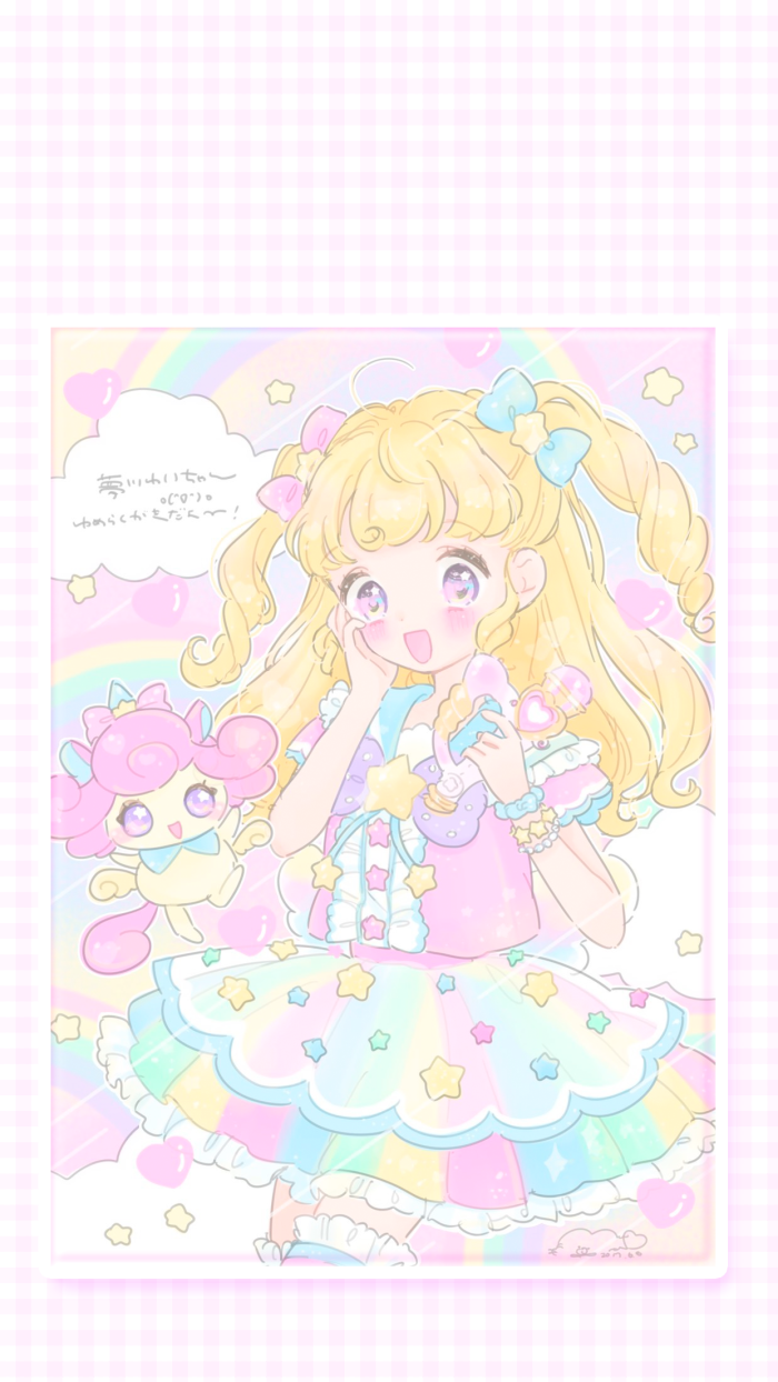 动漫 平铺 萌物 软妹 少女心 粉色 卡通 可爱 人物 萌萌的 手机壁纸