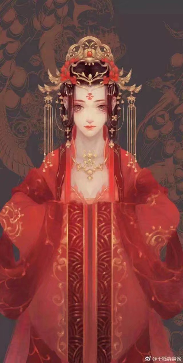 古风手绘情侣壁纸 厚涂