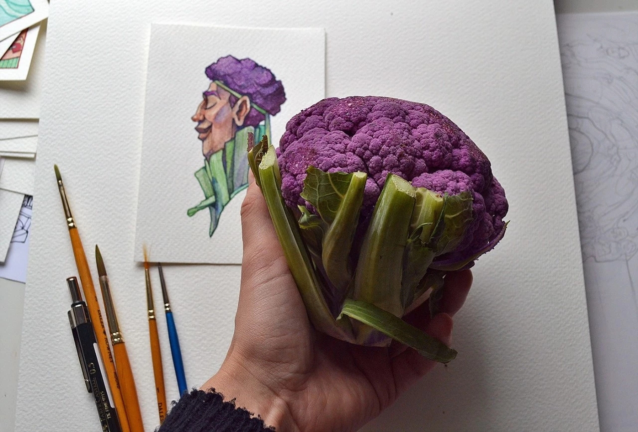 melody孟儿64英国艺术家画的水果-蔬菜拟人,看着好清新