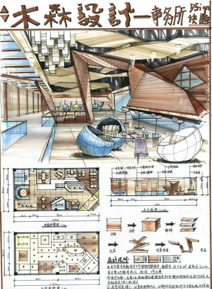 建筑室内设计表现手绘稿排版