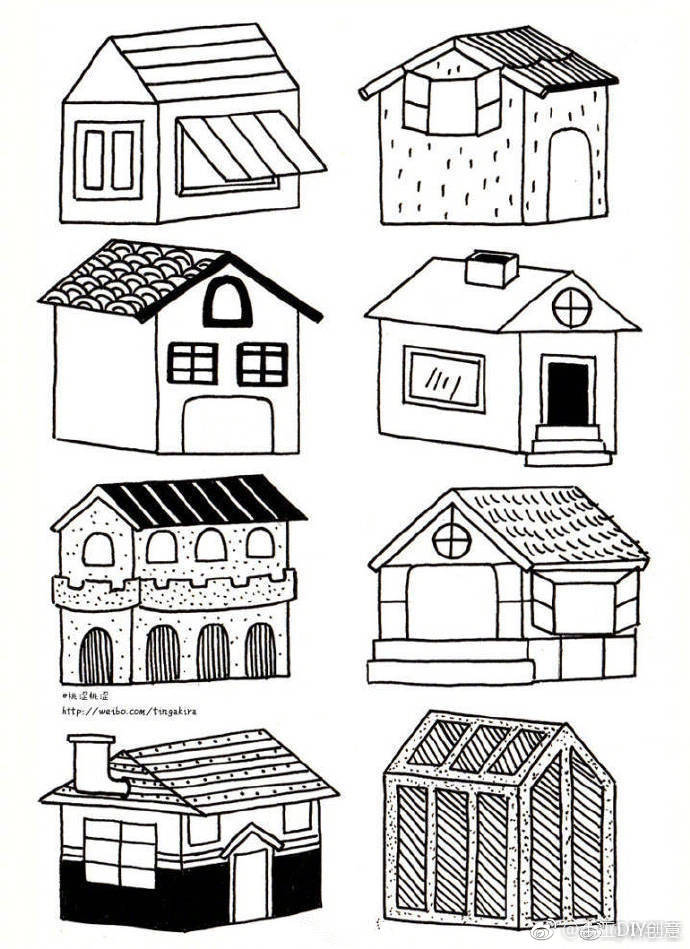 简笔画一组黑白房屋,手帐控们可以收了!
 via桃涩桃涩