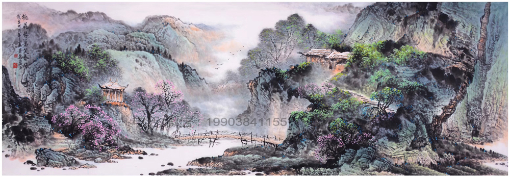 张月岗国画山水系列最新作品【桃花依旧笑春风】;字画经纪人——雍