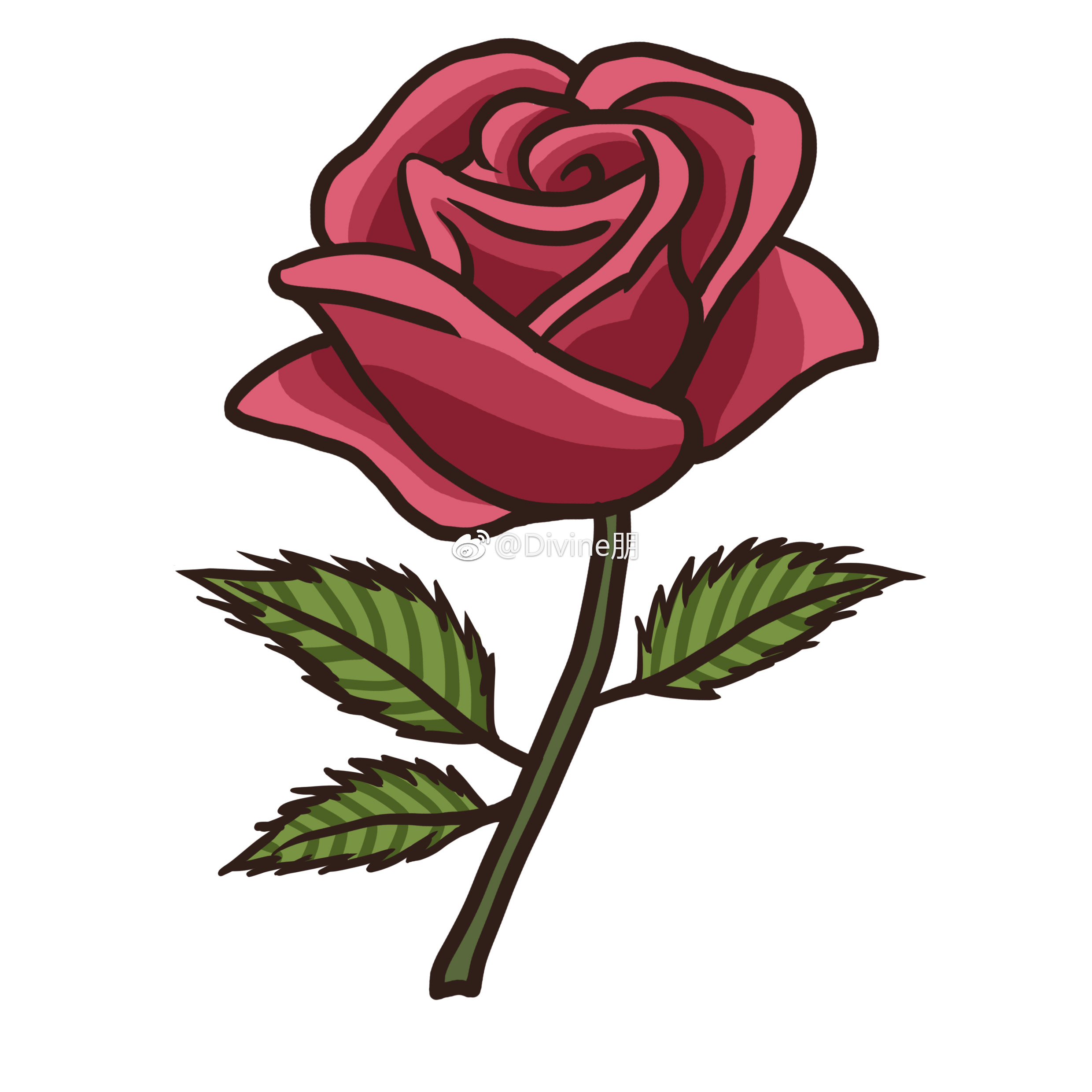 简笔画#(作者: divine朋 )漂亮的玫瑰花