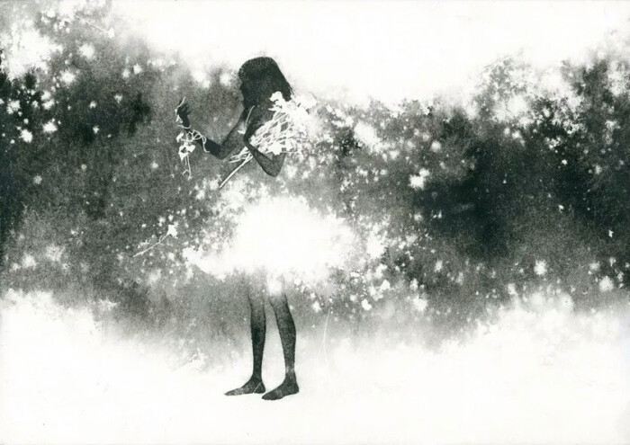 日本艺术家 辻恵tsuji megumi 一组充满意境的黑白唯美插画
