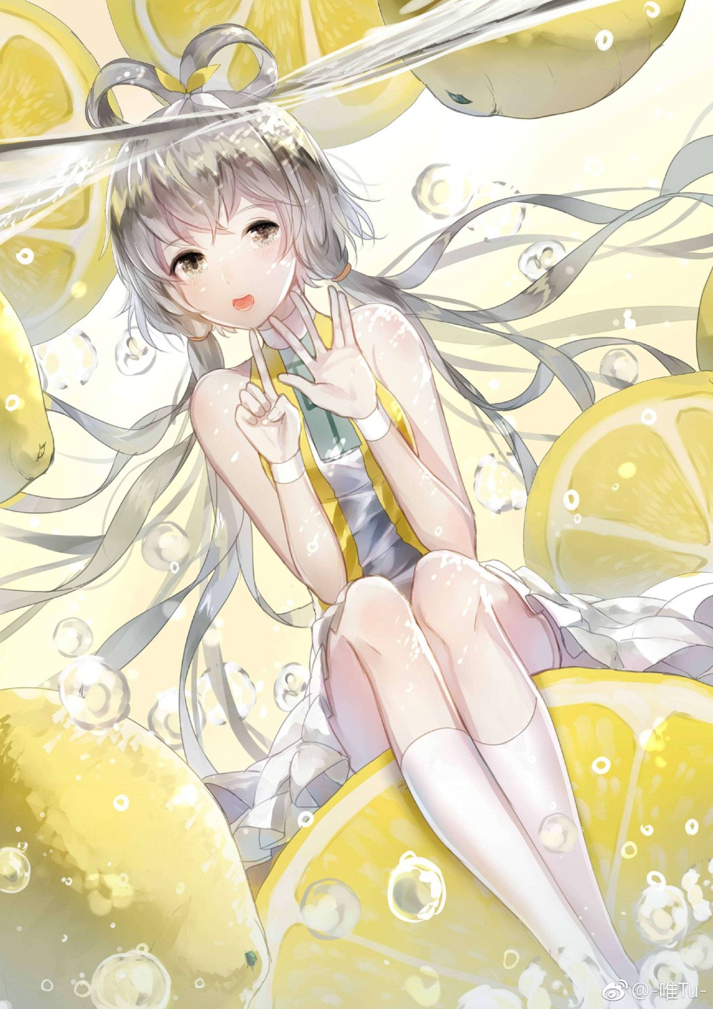 洛天依 #洛天依0712生日快乐# 钻石 柠檬 同人画 vsinger 二次元 少女